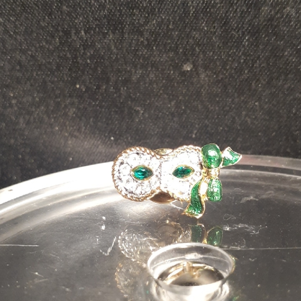 Elegant Swarovski Crystal & Green Stones Mascarade Mardi Gras Pin.Vibrant colors